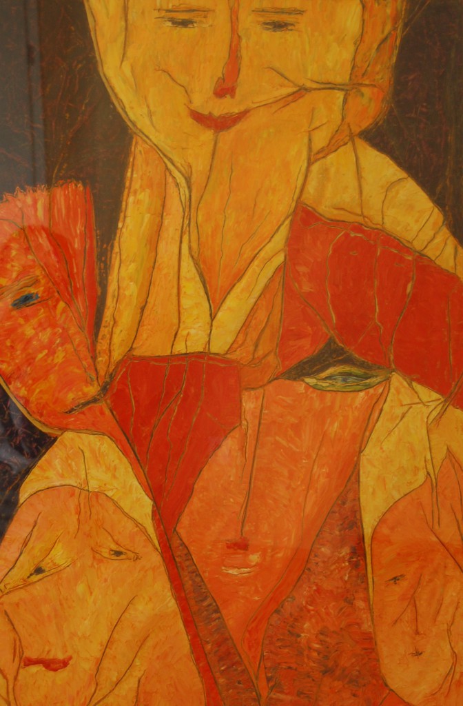 "Mein Schau-ins-Land", Ausschnitt, WVZ 2012, 100 cm x 70 cm, Öl auf Schrumpelpapier, mit freundlicher Freigabe von Barbara
