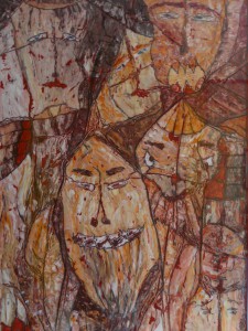 "Die Chimären", WVZ 2010, Öl auf Papier, Rahmenformat 100 cm x 70 cm, Bildformat 87 cm x 58 cm, 2000, P1090332