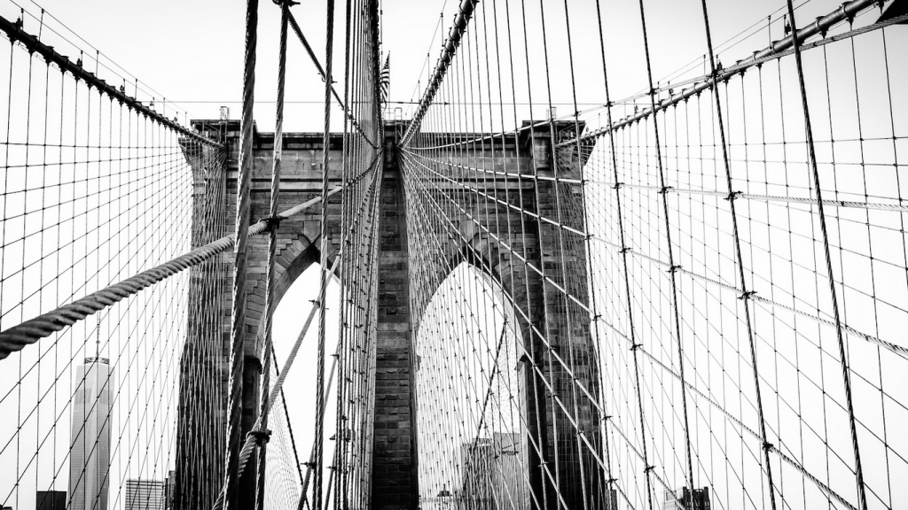 Brooklyn Bridge, East River, Hängebrücke ...